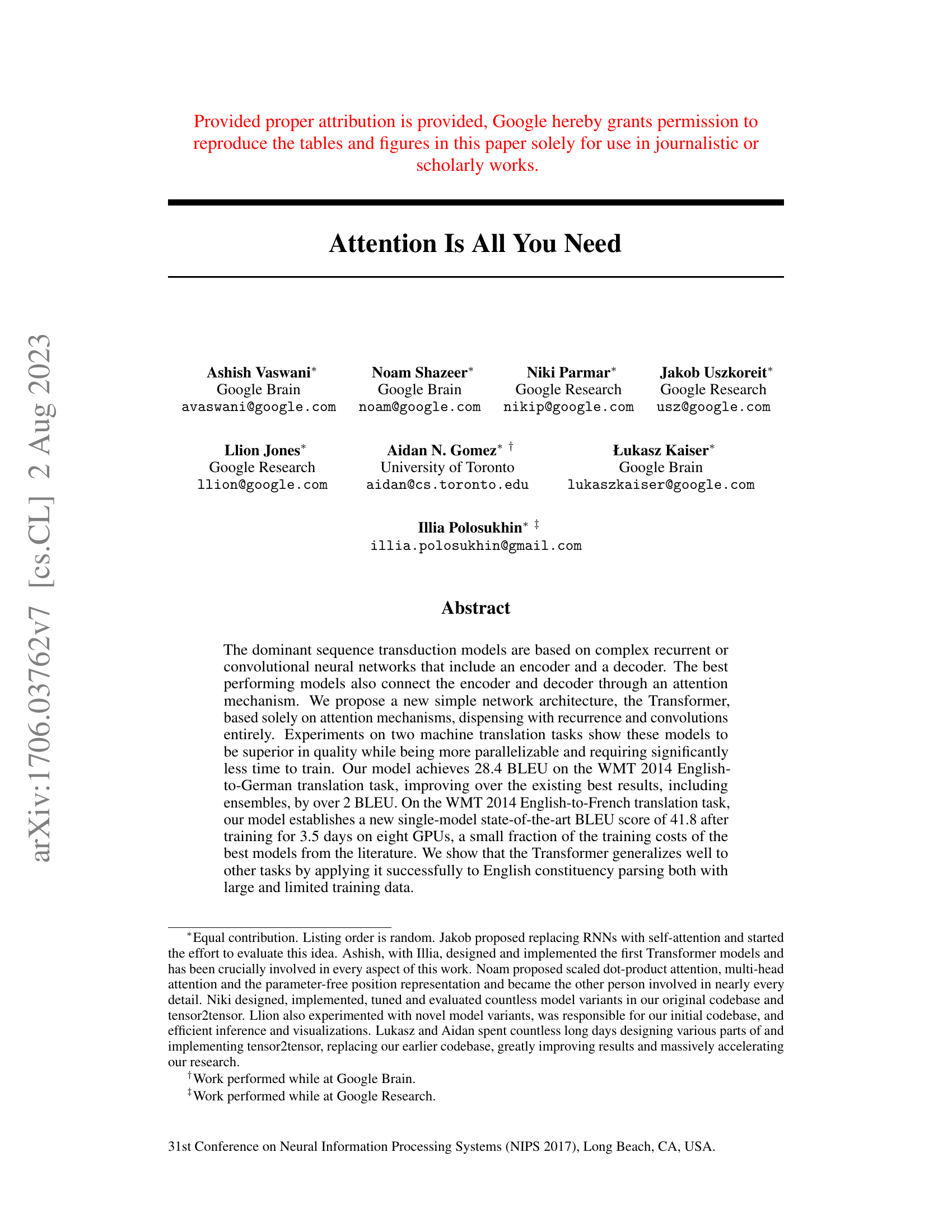 Attention Is All You Need - Page 1