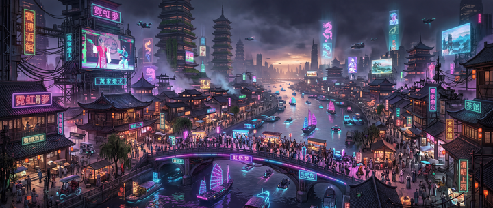 Minimax 赛博朋克清明上河图